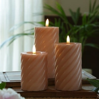 LED Kerze Twist Echtwachs gedrehte Stumpenkerze flackernd H:12,5cm Timer altrosa LED Kerze Twist Echtwachs gedrehte Stumpenkerze flackernd H:12,5cm Timer altrosa