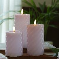 LED Kerze Twist Echtwachs gedrehte Stumpenkerze flackernd H:17,5cm Timer flieder LED Kerze Twist Echtwachs gedrehte Stumpenkerze flackernd H:17,5cm Timer flieder