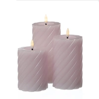 LED Kerze Twist Echtwachs gedrehte Stumpenkerze flackernd H:17,5cm Timer flieder LED Kerze Twist Echtwachs gedrehte Stumpenkerze flackernd H:17,5cm Timer flieder