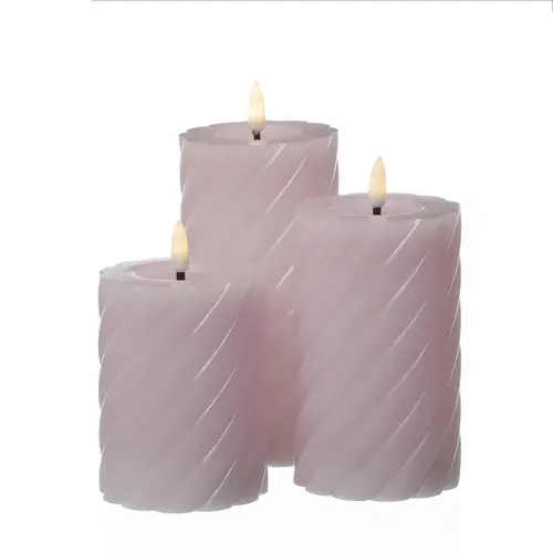 LED Kerze Twist Echtwachs gedrehte Stumpenkerze flackernd H:17,5cm Timer flieder LED Kerze Twist Echtwachs gedrehte Stumpenkerze flackernd H:17,5cm Timer flieder