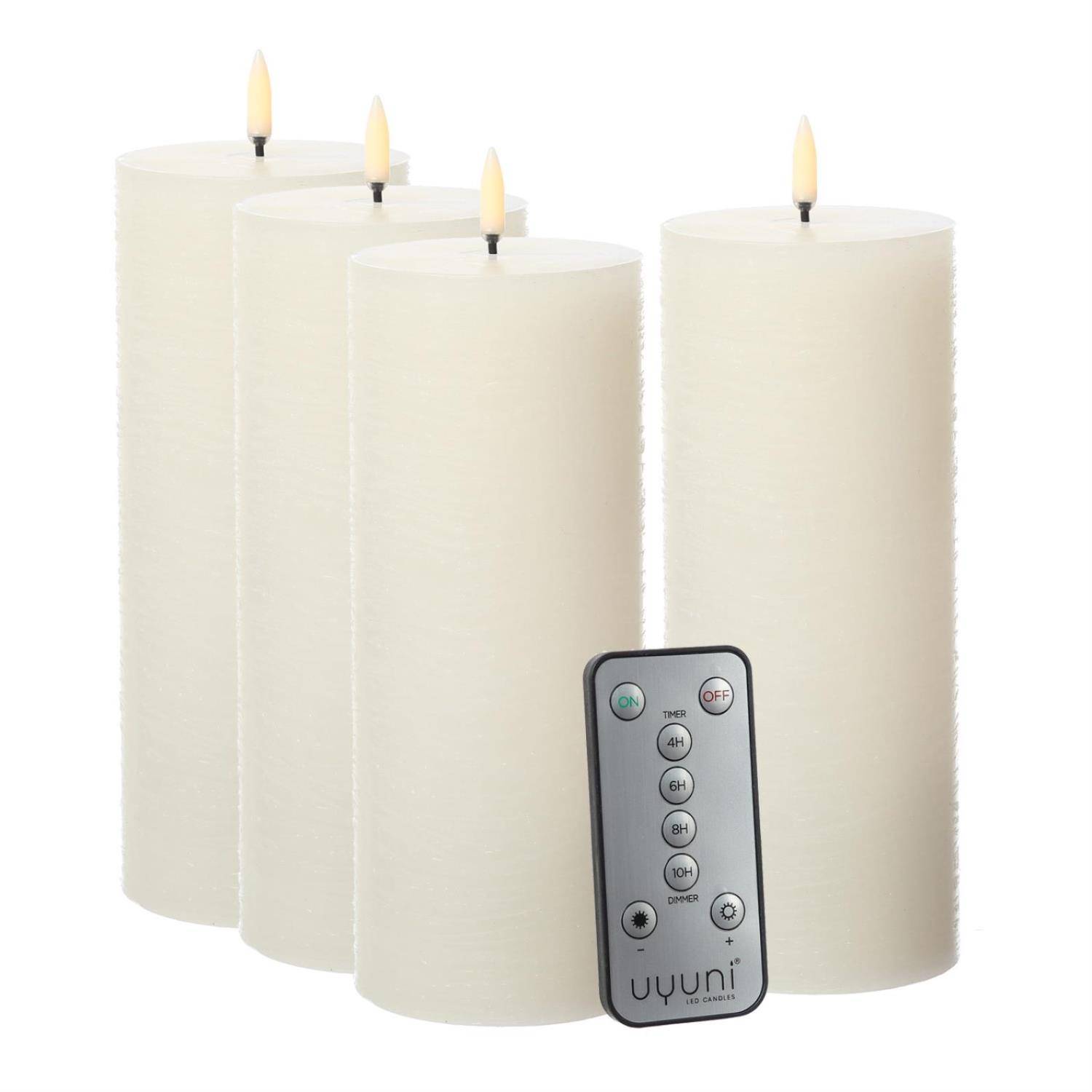 LED Kerzenset PIA Rustik-Optik Adventskerzen H:20cm mit Batterien/Fernb. 4er Set