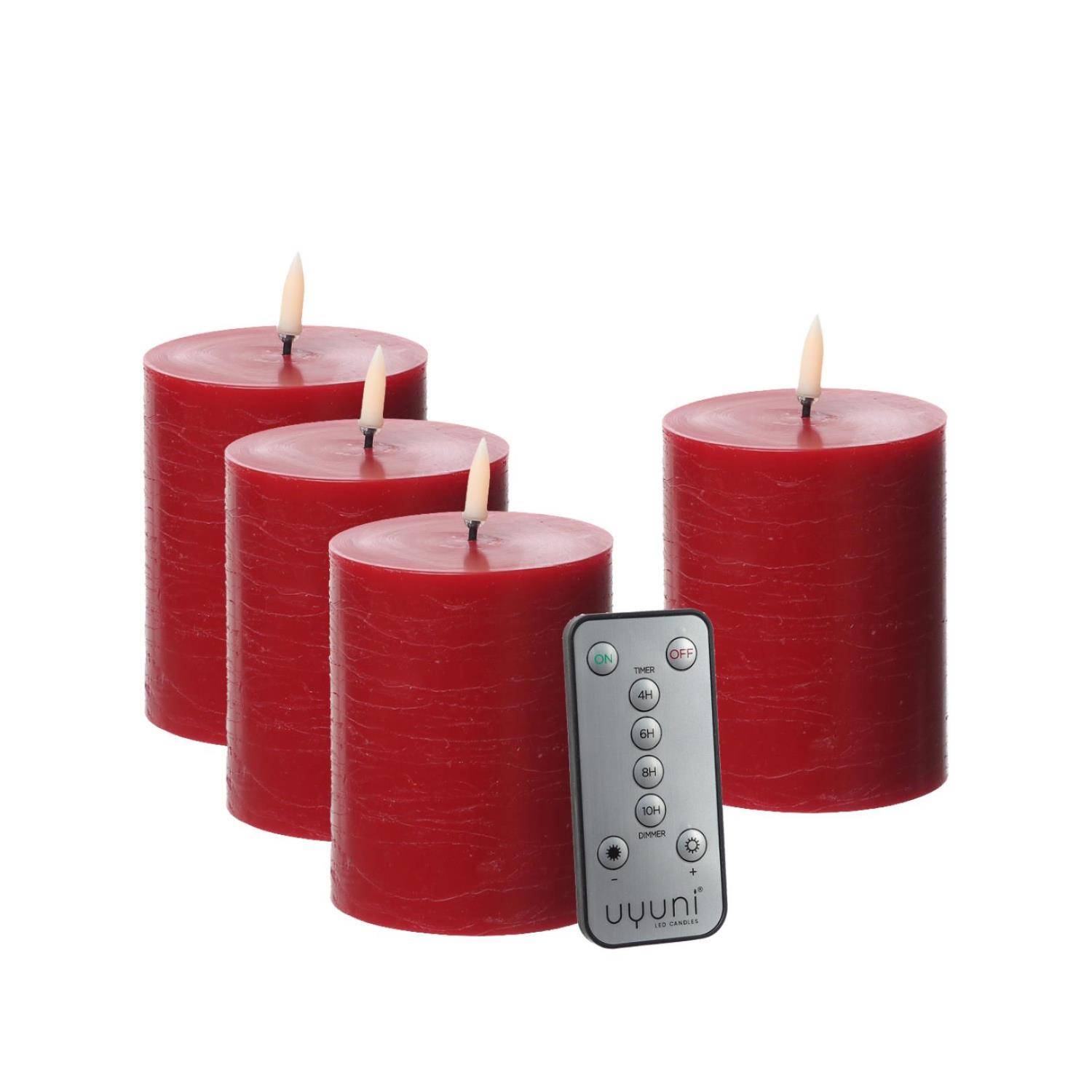 LED Kerzenset PIA Rustik-Optik Adventskerzen H:10cm mit Batterien/Fernb. 4er Set