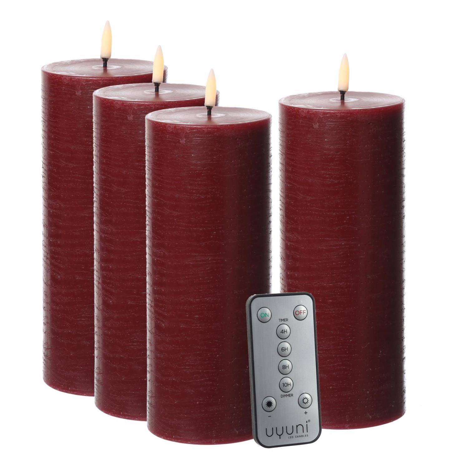 LED Kerzenset PIA Rustik-Optik Adventskerzen H:20cm mit Batterien/Fernb. 4er Set