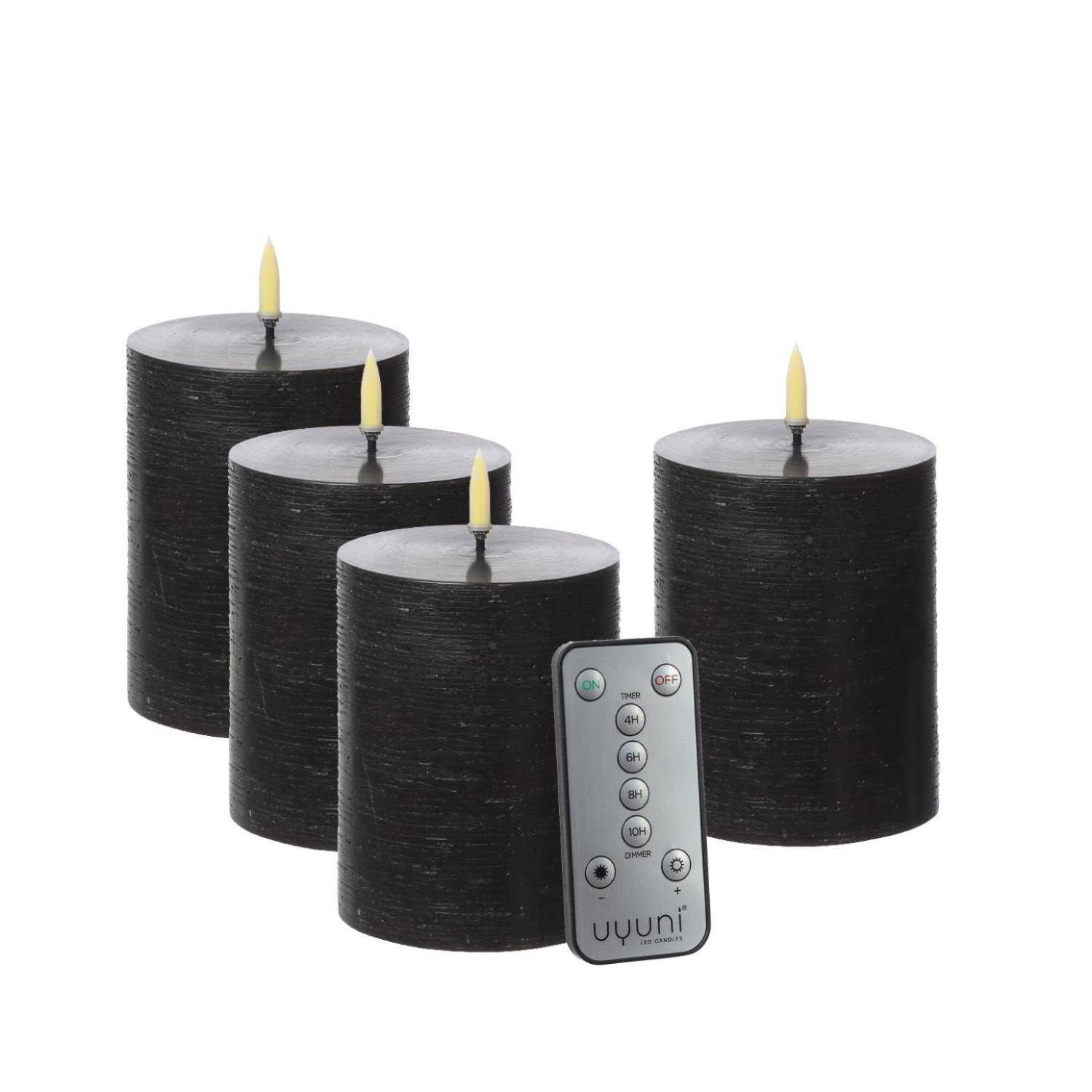 LED Kerzenset PIA Rustik-Optik Adventskerzen H:10cm mit Batterien/Fernb. 4er Set