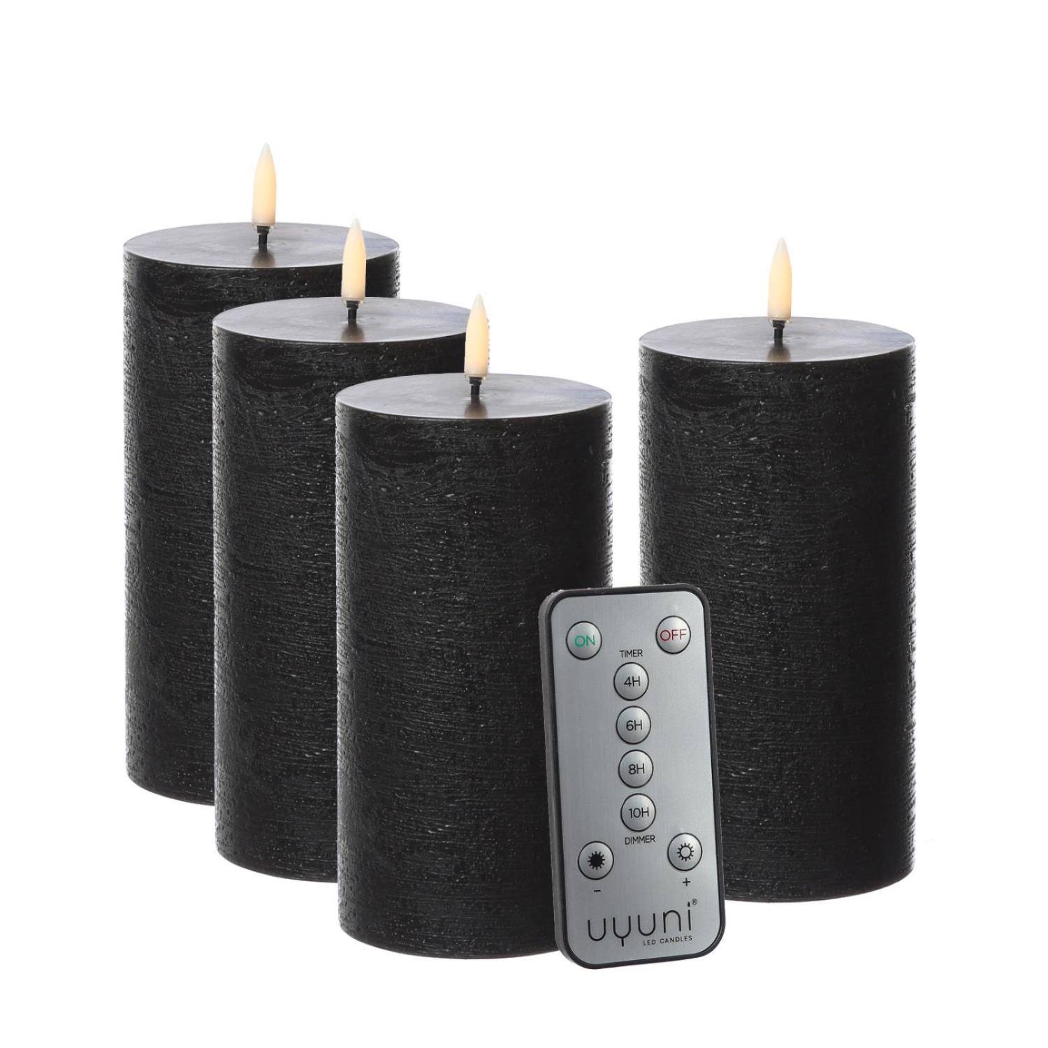 LED Kerzenset PIA Rustik-Optik Adventskerzen H:15cm mit Batterien/Fernb. 4er Set