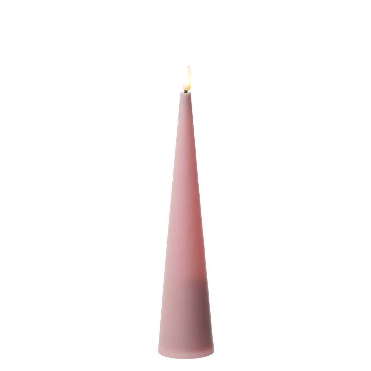 LED Kegelkerze Outdoorkerze in Kegelform flackernd H: 25cm rosa für Außen