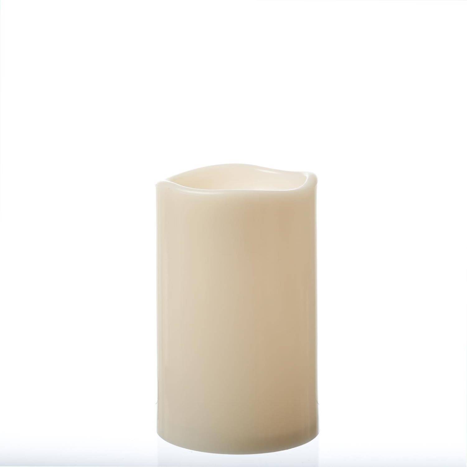 XXL LED Kerze outdoor Kunststoffkerze Timer H: 20cm D: 12,5cm creme für Außen