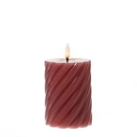 LED Kerze Twist Echtwachs gedrehte Stumpenkerze flackernd H: 12,5cm Timer rosa LED Kerze Twist Echtwachs gedrehte Stumpenkerze flackernd H: 12,5cm Timer rosa