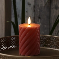 LED Kerze Twist Echtwachs gedrehte Stumpenkerze flackernd H: 12,5cm Timer rosa LED Kerze Twist Echtwachs gedrehte Stumpenkerze flackernd H: 12,5cm Timer rosa