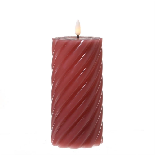 LED Kerze Twist Echtwachs gedrehte Stumpenkerze flackernd H: 17,5cm Timer rosa LED Kerze Twist Echtwachs gedrehte Stumpenkerze flackernd H: 17,5cm Timer rosa