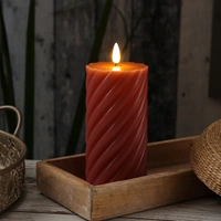 LED Kerze Twist Echtwachs gedrehte Stumpenkerze flackernd H: 17,5cm Timer rosa LED Kerze Twist Echtwachs gedrehte Stumpenkerze flackernd H: 17,5cm Timer rosa