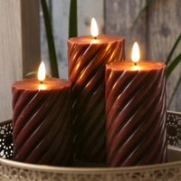 LED Kerze Twist Echtwachs gedrehte Stumpenkerze flackernd H: 17,5cm Timer rot LED Kerze Twist Echtwachs gedrehte Stumpenkerze flackernd H: 17,5cm Timer rot