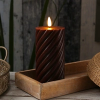 LED Kerze Twist Echtwachs gedrehte Stumpenkerze flackernd H: 17,5cm Timer rot LED Kerze Twist Echtwachs gedrehte Stumpenkerze flackernd H: 17,5cm Timer rot