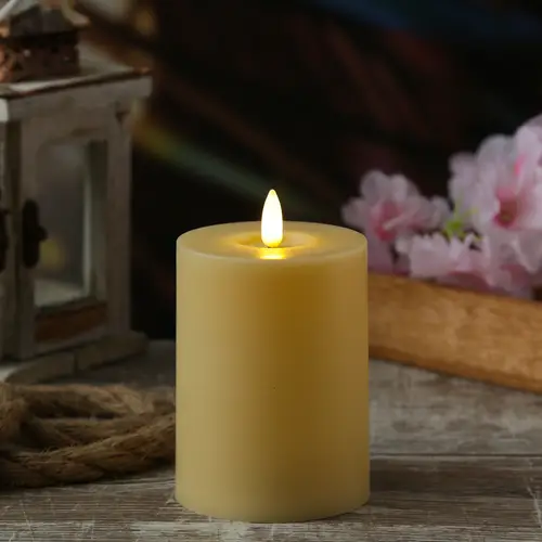 LED Kerze für Außen Garten Balkon flackernd Timer H: 10cm D: 7,5cm creme outdoor LED Kerze für Außen Garten Balkon flackernd Timer H: 10cm D: 7,5cm creme outdoor