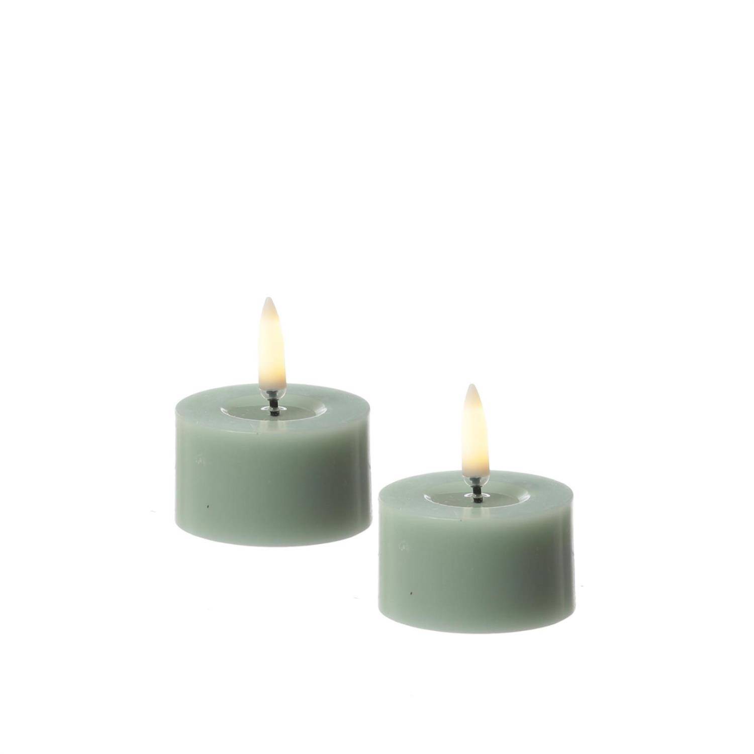 LED Mini Kerzen Teelichter Thea Uyuni Piffany bis 400 Stunden H: 2,8cm grün 2St.