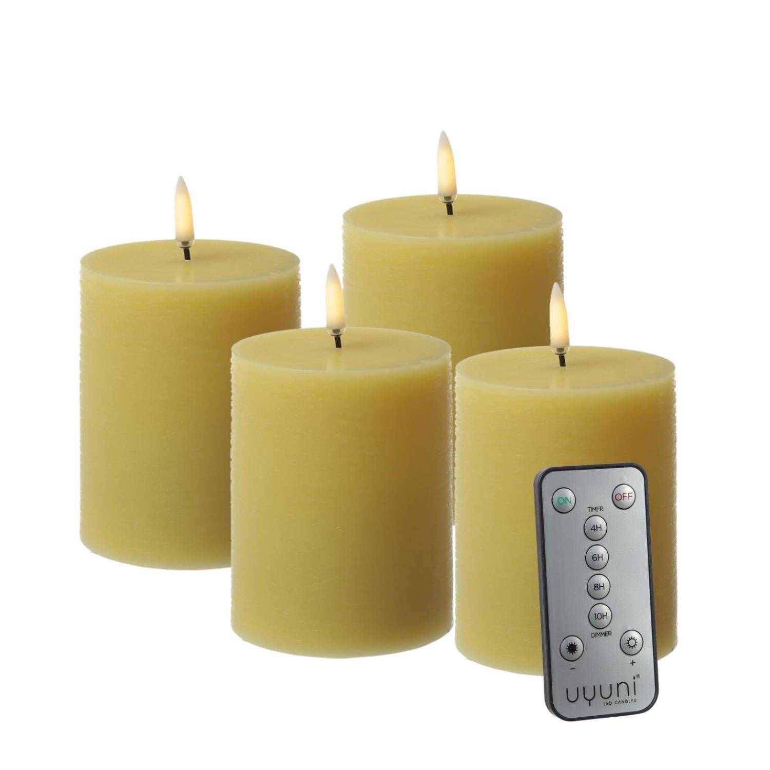 LED Kerzenset PIA Rustik-Optik Adventskerzen H:10cm mit Batterien/Fernb. 4er Set