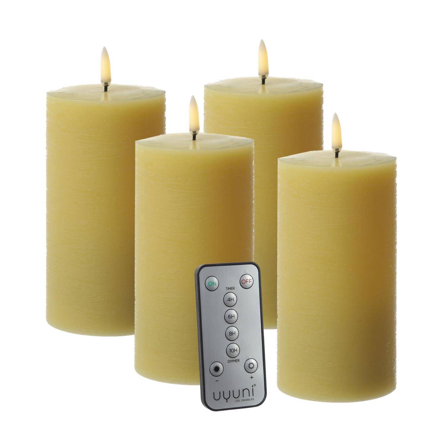 LED Kerzenset PIA Rustik-Optik Adventskerzen H:15cm mit Batterien/Fernb. 4er Set