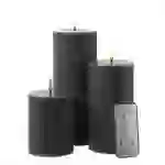 LED Kerzenset PIA Rustik-Optik Adventskerzen 3er Set grau mit Batterien/Fernb. LED Kerzenset PIA Rustik-Optik Adventskerzen 3er Set grau mit Batterien/Fernb.