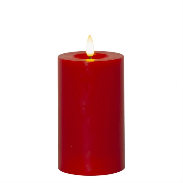 LED Stumpenkerze LINA Echtwachs realistische 3D Flamme Wachsspiegel 15cm rot LED Stumpenkerze LINA Echtwachs realistische 3D Flamme Wachsspiegel 15cm rot