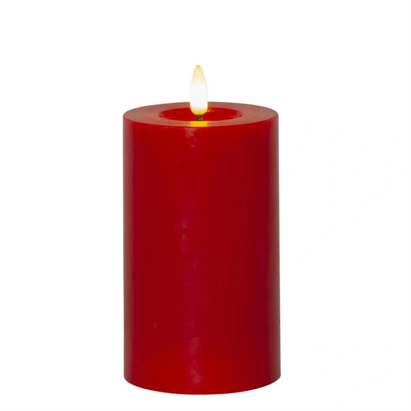 LED Stumpenkerze LINA Echtwachs realistische 3D Flamme Wachsspiegel 17,5cm rot LED Stumpenkerze LINA Echtwachs realistische 3D Flamme Wachsspiegel 17,5cm rot