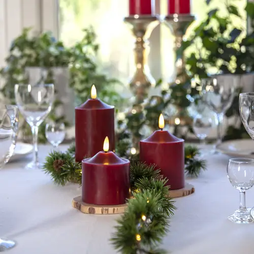 LED Kerze Echtwachs Advent Weihnachten 3D Flamme H: 17cm Batterie Timer rot LED Kerze Echtwachs Advent Weihnachten 3D Flamme H: 17cm Batterie Timer rot