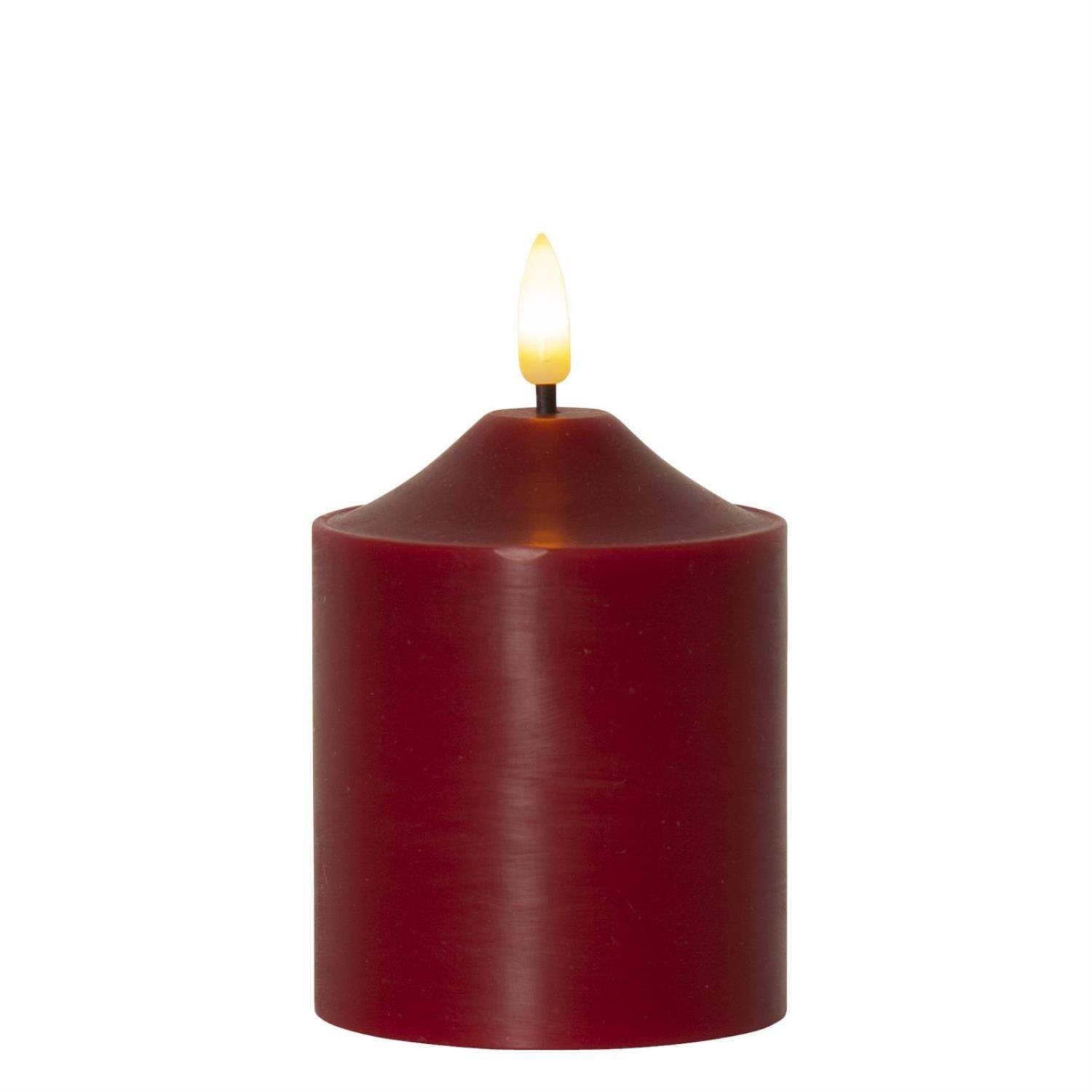 LED Kerze Echtwachs Advent Weihnachten 3D Flamme H: 12cm Batterie Timer rot