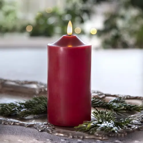 LED Kerze Echtwachs Advent Weihnachten 3D Flamme H: 17cm Batterie Timer rot LED Kerze Echtwachs Advent Weihnachten 3D Flamme H: 17cm Batterie Timer rot