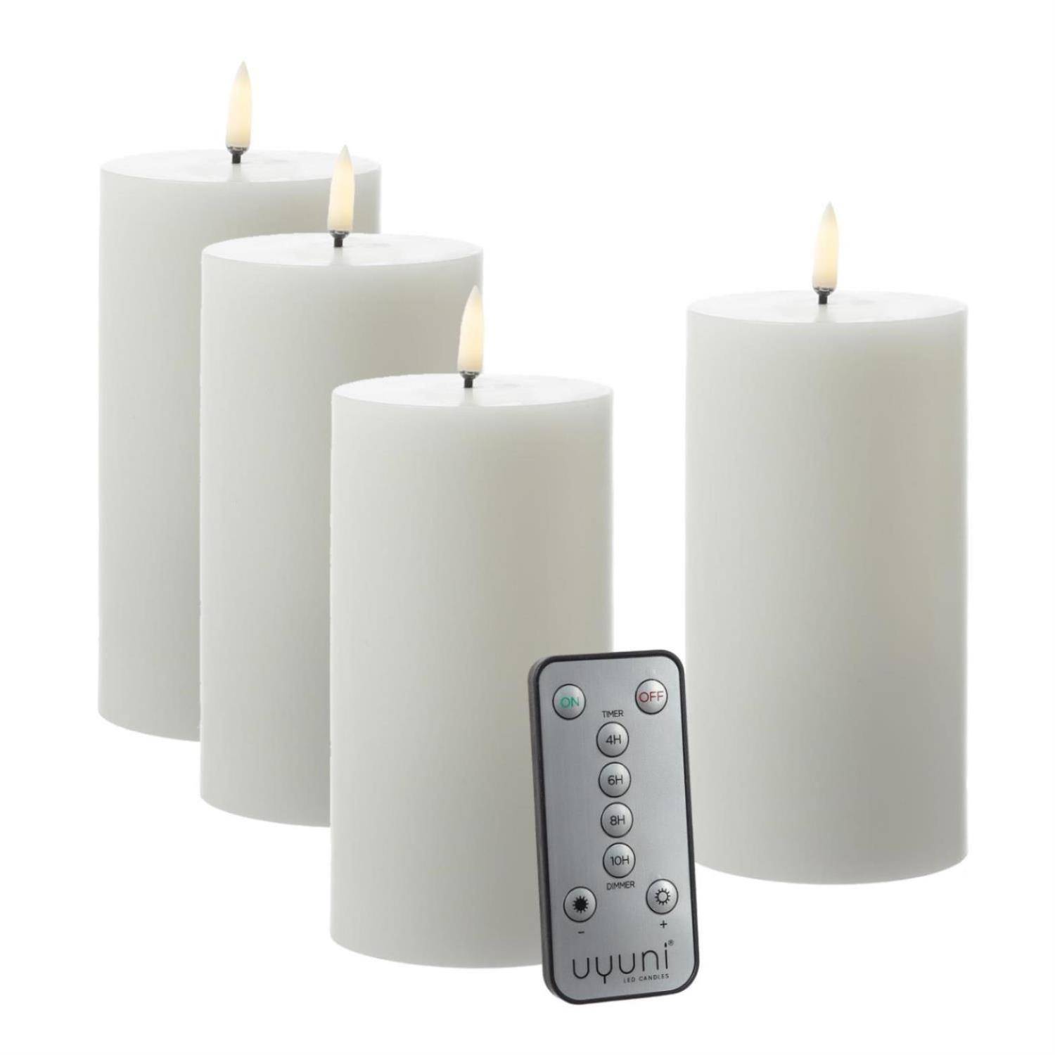 LED Kerzenset THEA Adventskerzen H: 15cm mit Batterien/Fernb. 4er Set weiß