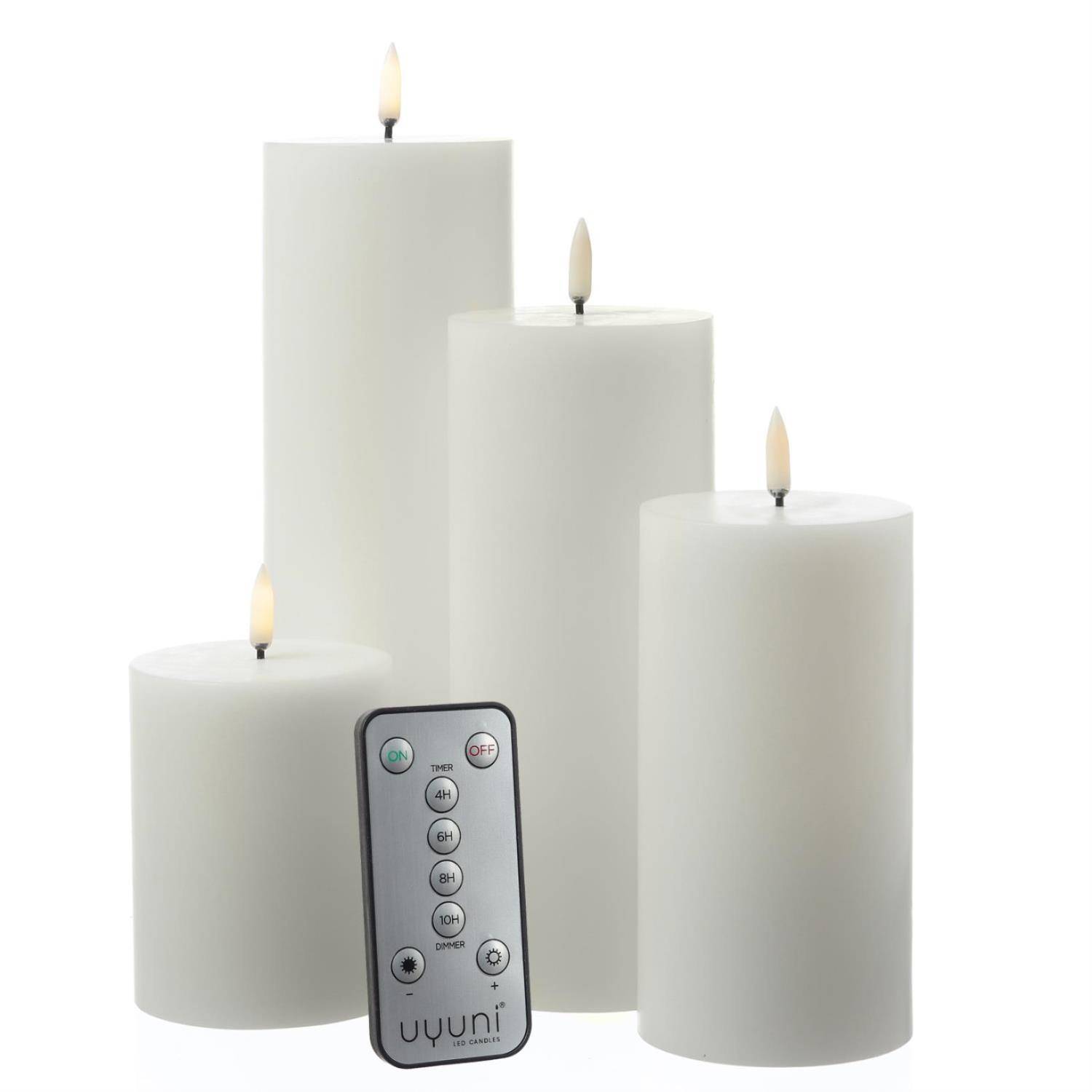 LED Kerzenset THEA Adventskerzen 4 Größen mit Batterien/Fernb. 4er Set weiß