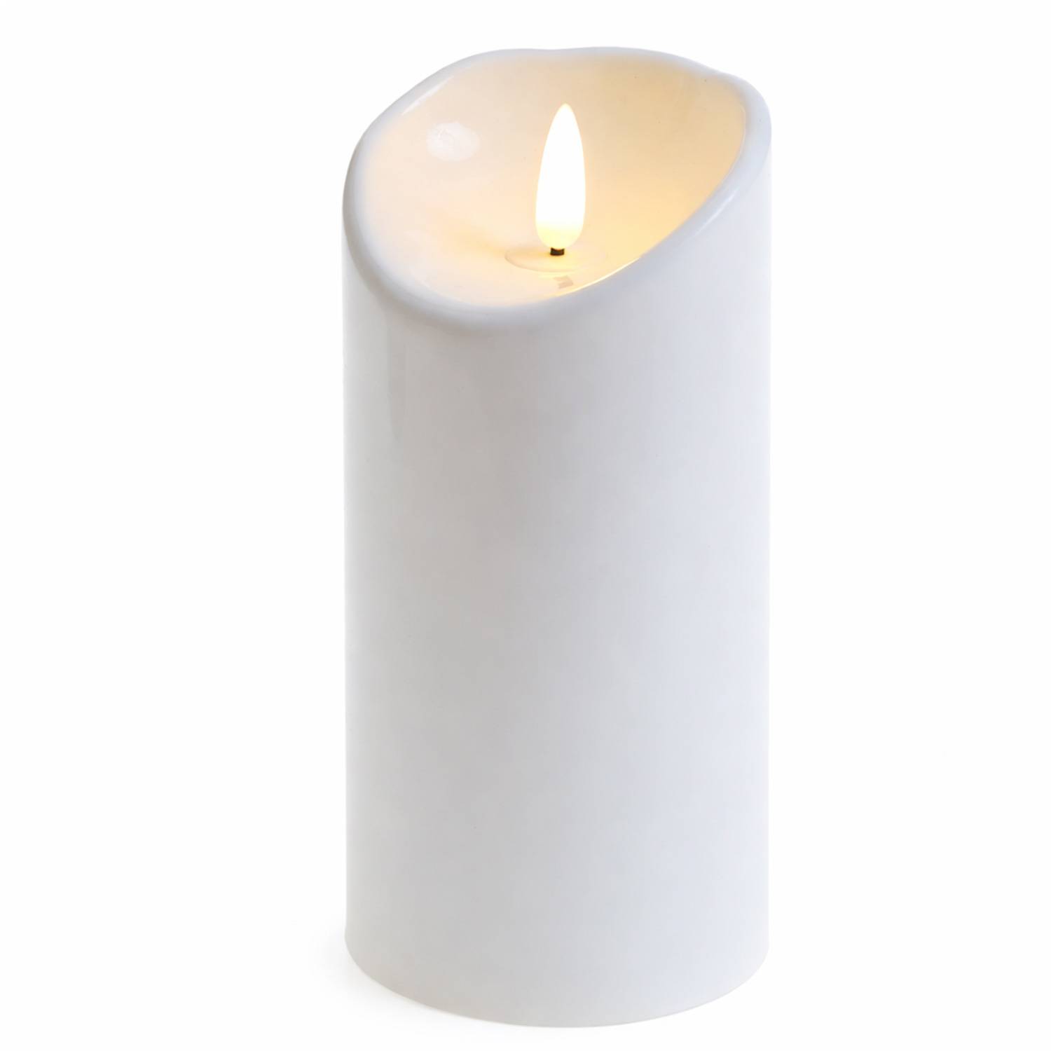 LED Kerze für Außen Terrasse Balkon Garten 3D Flamme flackernd Timer H: 15cm