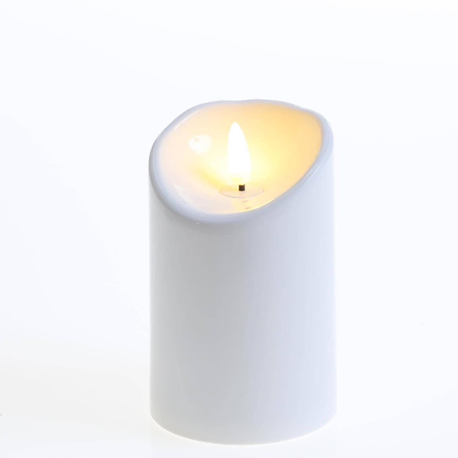 LED Kerze für Außen Balkon Terrasse Garten 3D Flamme flackernd Timer H: 12,5cm