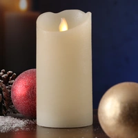 LED Echtwachs Kerze mit beweglicher Flamme Rustik-Optik H: 15cm Timer creme LED Echtwachs Kerze mit beweglicher Flamme Rustik-Optik H: 15cm Timer creme