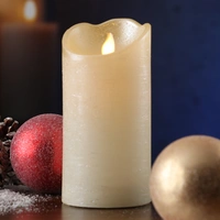 LED Echtwachs Kerze mit beweglicher Flamme Rustik-Optik H: 15cm Timer creme LED Echtwachs Kerze mit beweglicher Flamme Rustik-Optik H: 15cm Timer creme