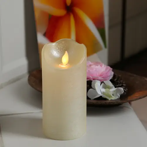 LED Echtwachs Kerze mit beweglicher Flamme Rustik-Optik H: 15cm Timer creme LED Echtwachs Kerze mit beweglicher Flamme Rustik-Optik H: 15cm Timer creme