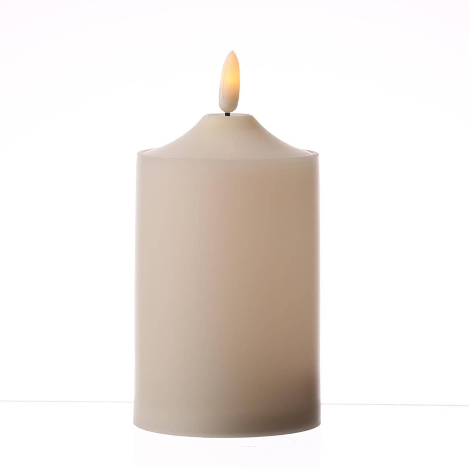 LED Kerze für Außen Garten Balkon flackernd Timer H: 15cm creme outdoor