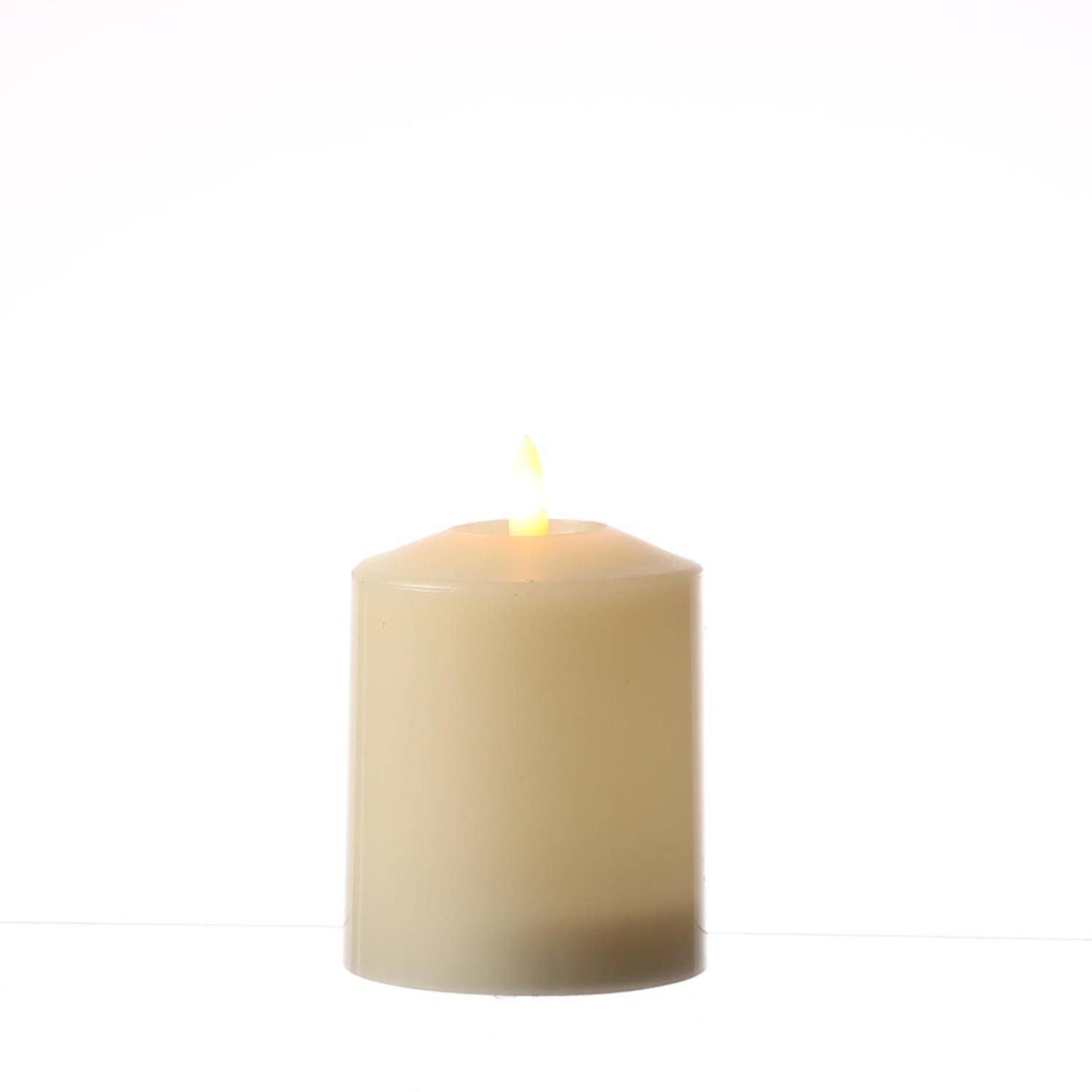 LED Kerze Kirchenkerze Echtwachs Stumpenkerze H: 11,5cm D: 7,5cm Timer creme
