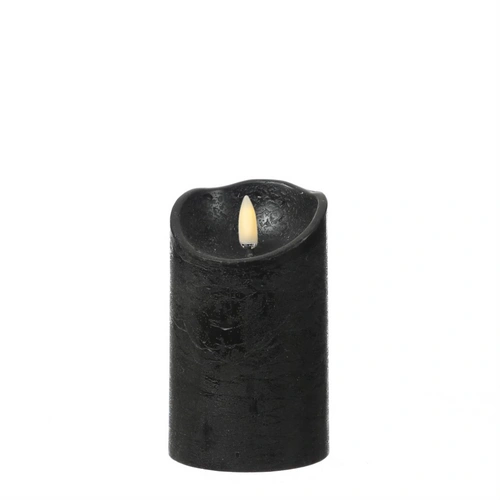 LED Kerze Rustik Optik Echtwachskerze flackernd H: 12,5cm D: 7,5cm Timer schwarz LED Kerze Rustik Optik Echtwachskerze flackernd H: 12,5cm D: 7,5cm Timer schwarz