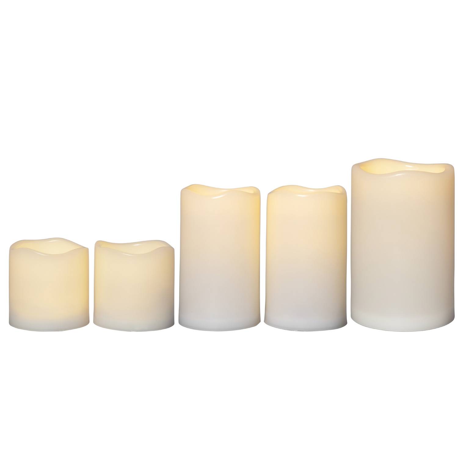 LED Kerzenset Kunststoff outdoor flackernde LED Timer für Außen 5er Set creme