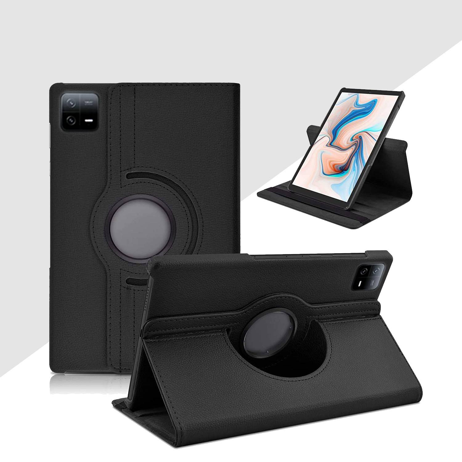 Für Xiaomi Pad 7 / 7 Pro Schwarz 360 Grad Rotation Kunstleder Tablet Tasche