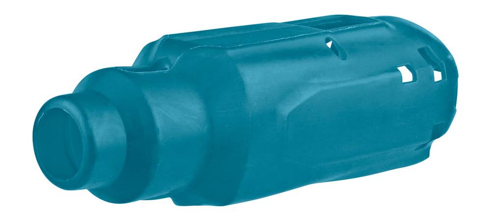 Behälter oder Flasche aus türkisfarbenem Kunststoff mit zylindrischer Form, schmalem Hals und rundem Körper, gezeigt vor weißem Hintergrund.