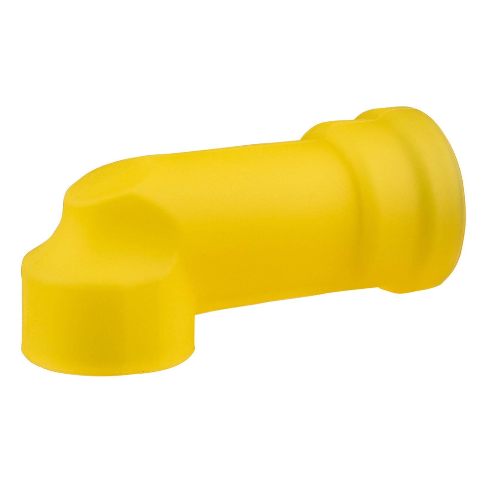 Ein gelbes Gummiwischereinigungswerkzeug mit einer geschwungenen Gestaltung.