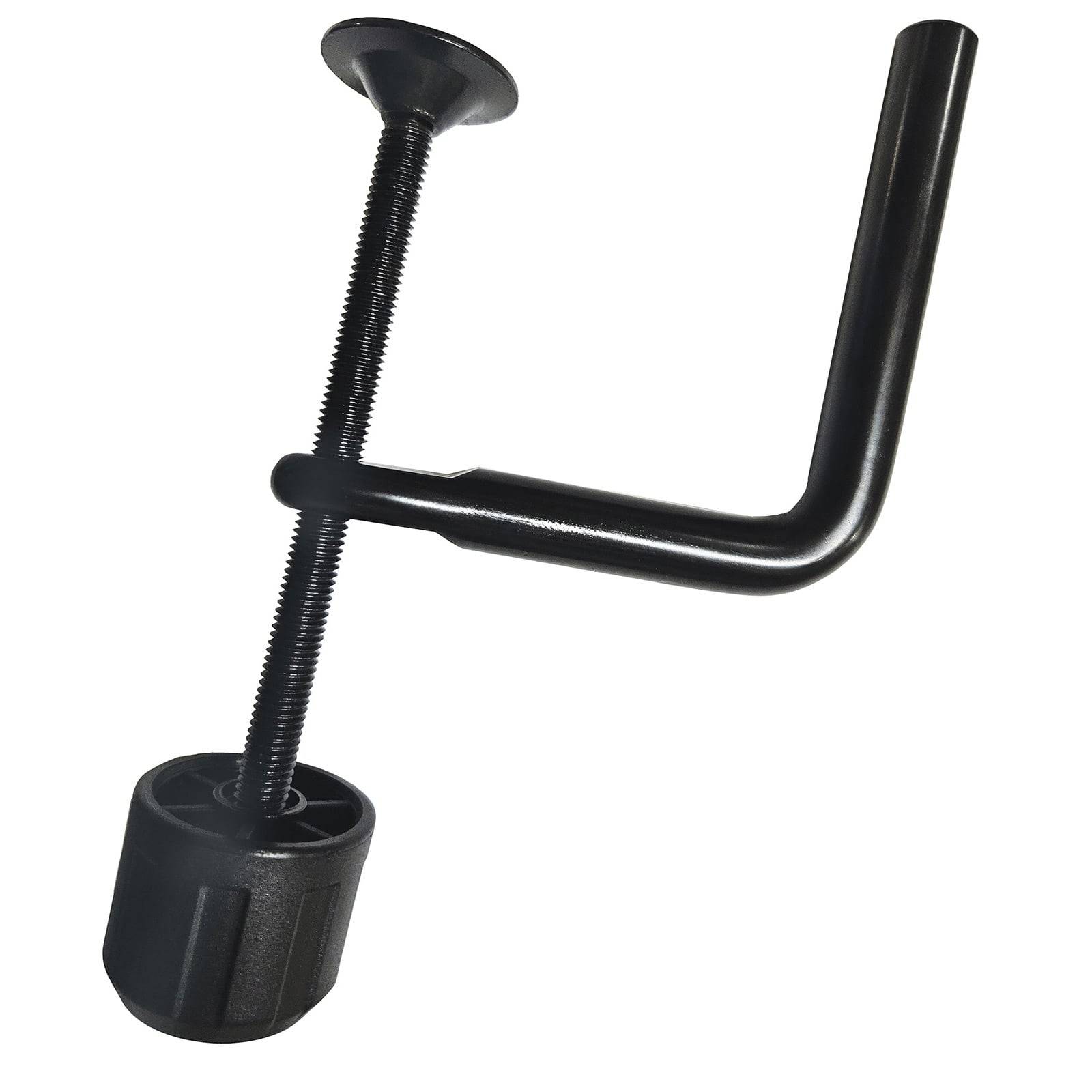 Eine schwarze Fahrradreparaturständer-Halterung mit verschraubten verstellbaren Mechanismen, entwickelt, um ein Fahrrad für Wartungsarbeiten sicher zu befestigen.
