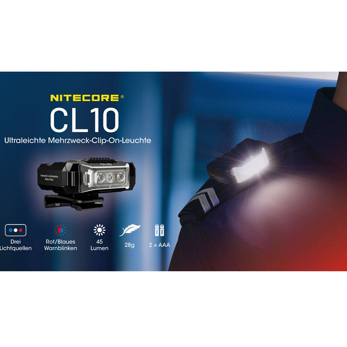 Nitecore CL10 45 Lumen - Clipleuchte