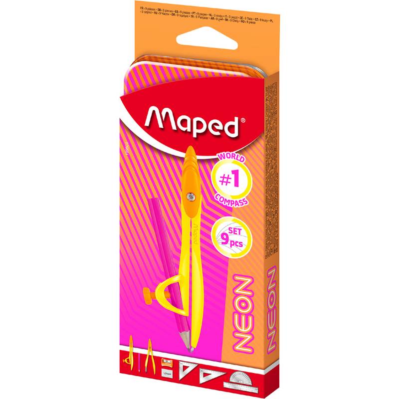 Maped Zirkelkasten STUDY NEON, 9-teilig