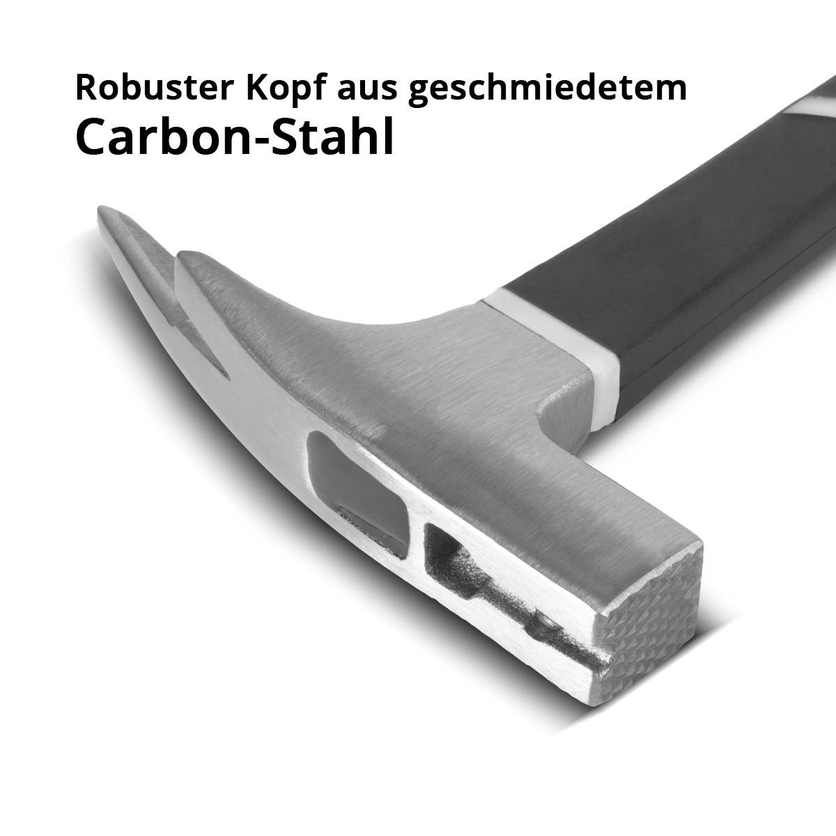 STAHLWERK Latthammer aus Carbon-Stahl TPR Griff Klauenhammer Zimmermannshammer