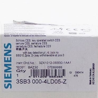 Siemens Schlüsselschalter 3SB3 (3SB3 000-4LD05-Z)