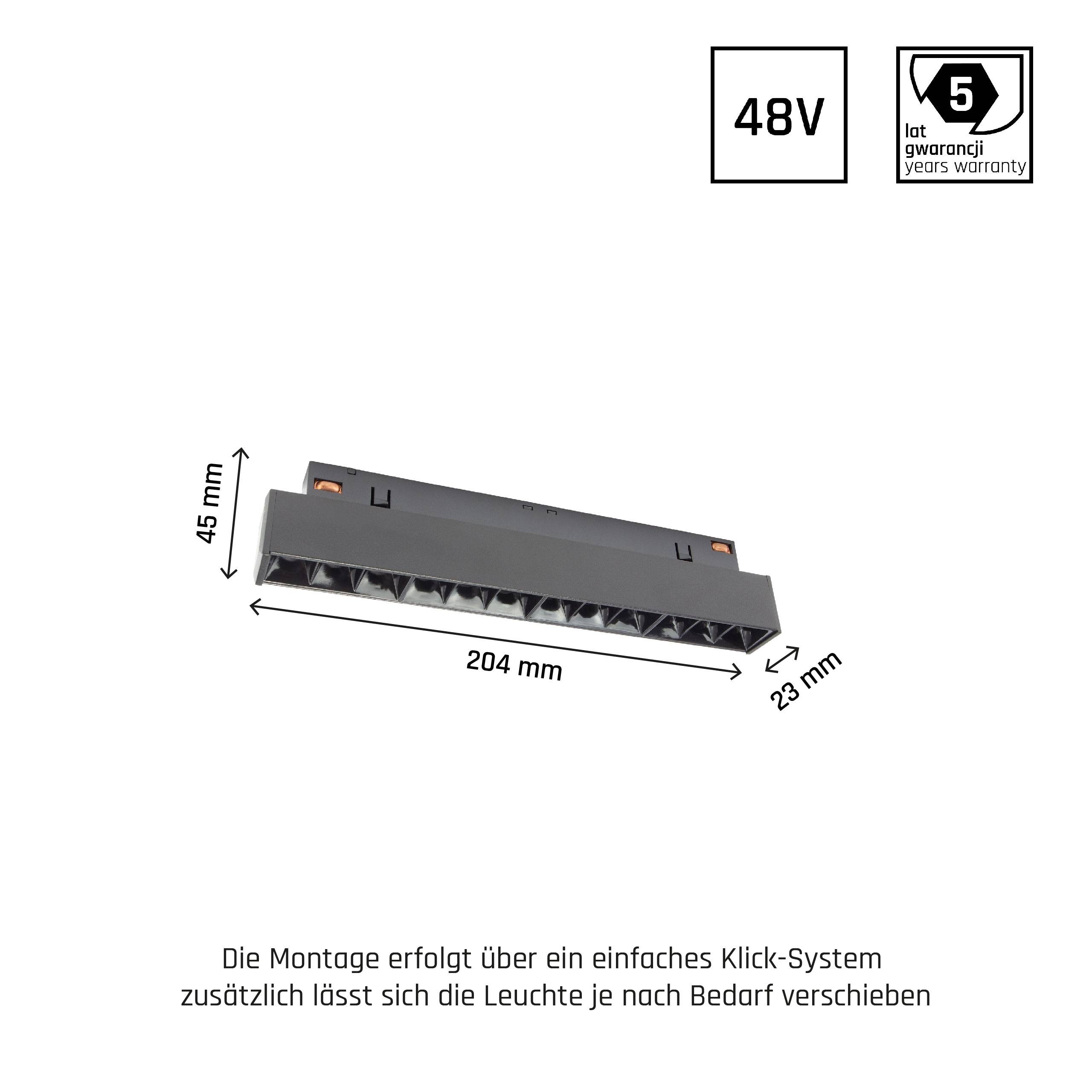 Spectrum LED SYSTEM Shift CCT GRID S 12W 48V Schienensystem switch 35° Strahler 1200lm schwarz 2700-4000K CCT