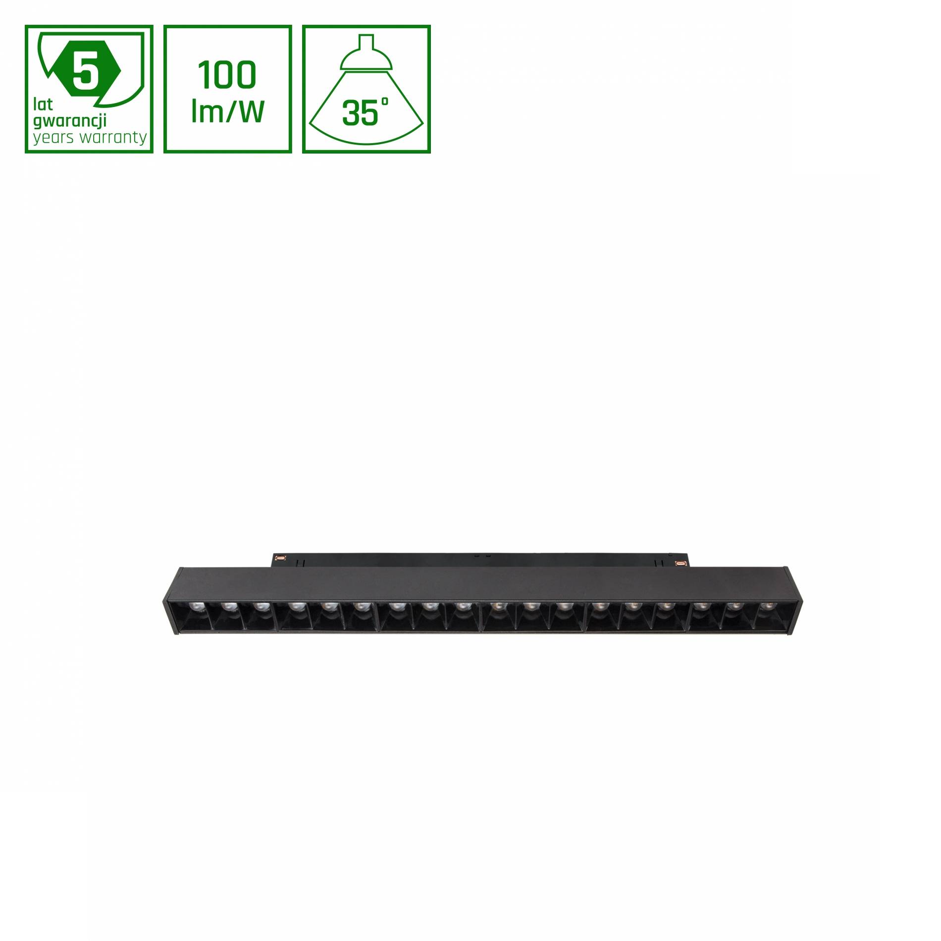 Spectrum LED SYSTEM Shift GRID M 17W 48V Schienensystem 35° Stromschienenstrahler 1700lm schwarz Warmweiß 3000K