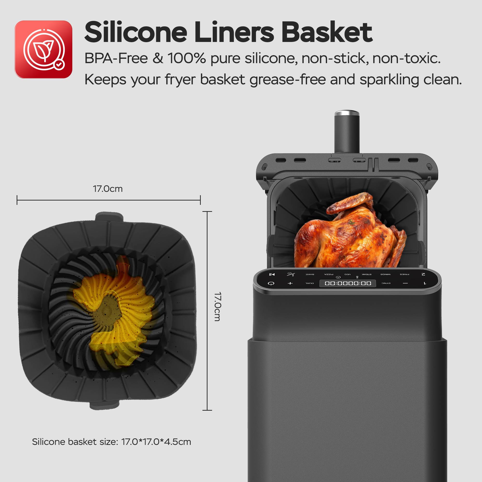 TurboTronic Heißluftfritteuse XXL - 11L Doppelkammer AirFryer 2 x 5,5L DualZone 6 Programme 2 Ebenen XtraSlim Design Heissluftfritteuse inkl