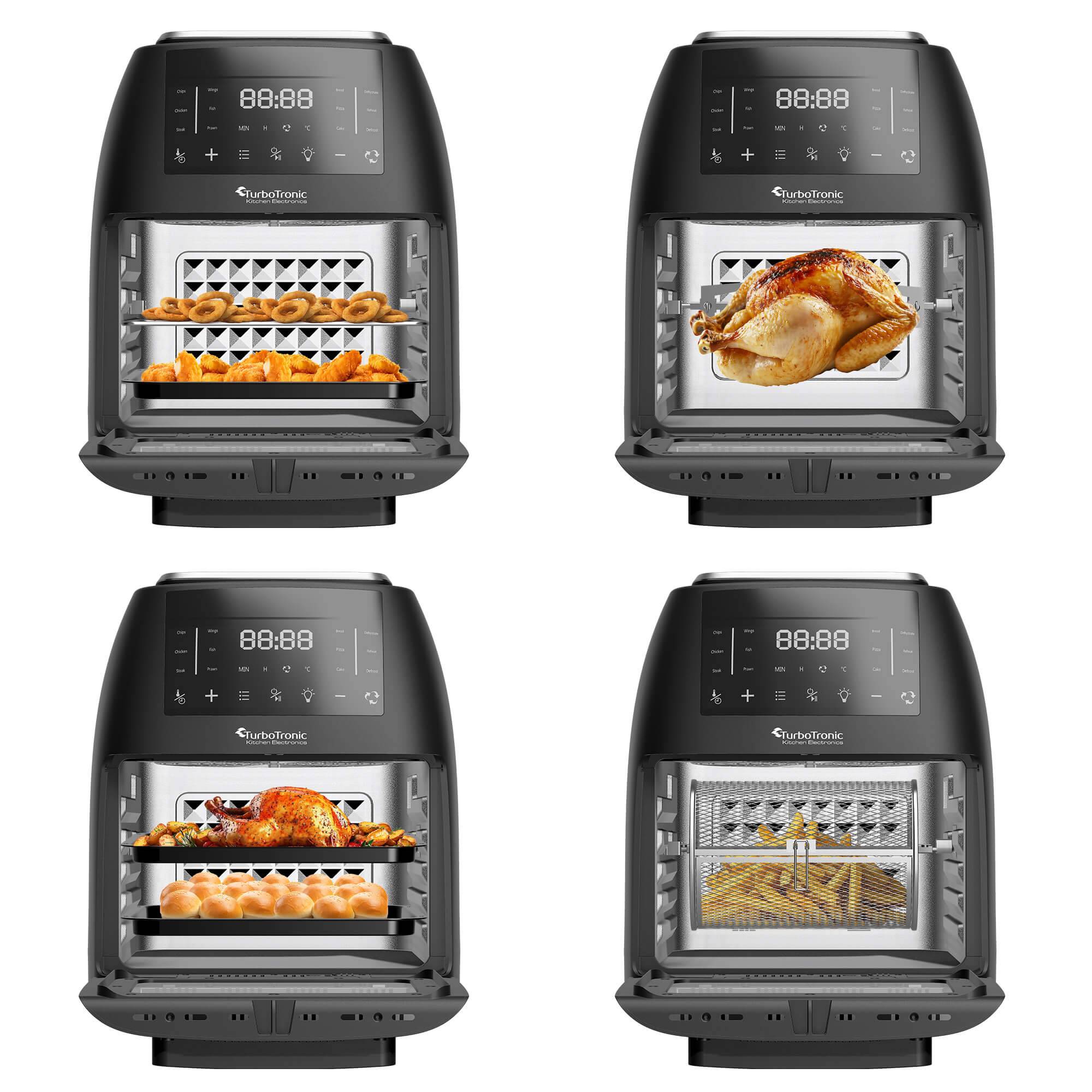 TurboTronic Heissluftfritteuse XL, 12 Liter - digitale Heißluftfritteuse 40-200°C Airfryer & Dörrautomat Luftfritteuse Air Friteuse Dörrfunktion